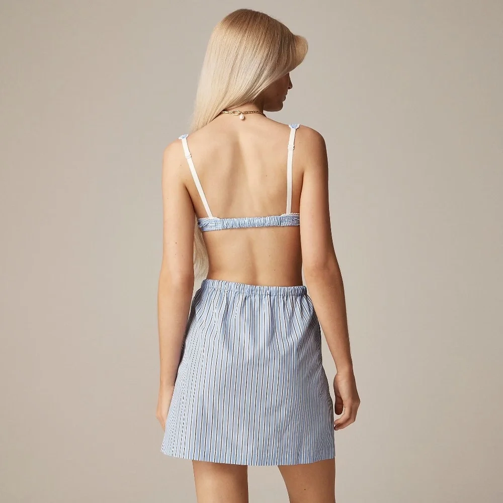 J.Crew Tie-waist Mini Skirt in Striped Cotton Poplin - Picture 2 of 7